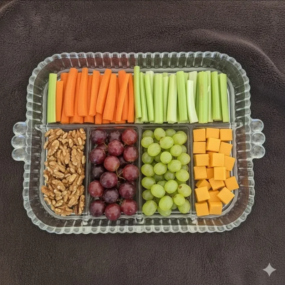 Vintage Indiana Glass Vintage Crystal Happenings 5-Part Relish Tray 60s No. 3678